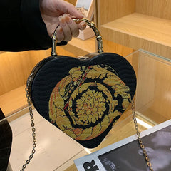 Heart Shape Party Clutch Evening Bag Purses Chain Shoulder Bag