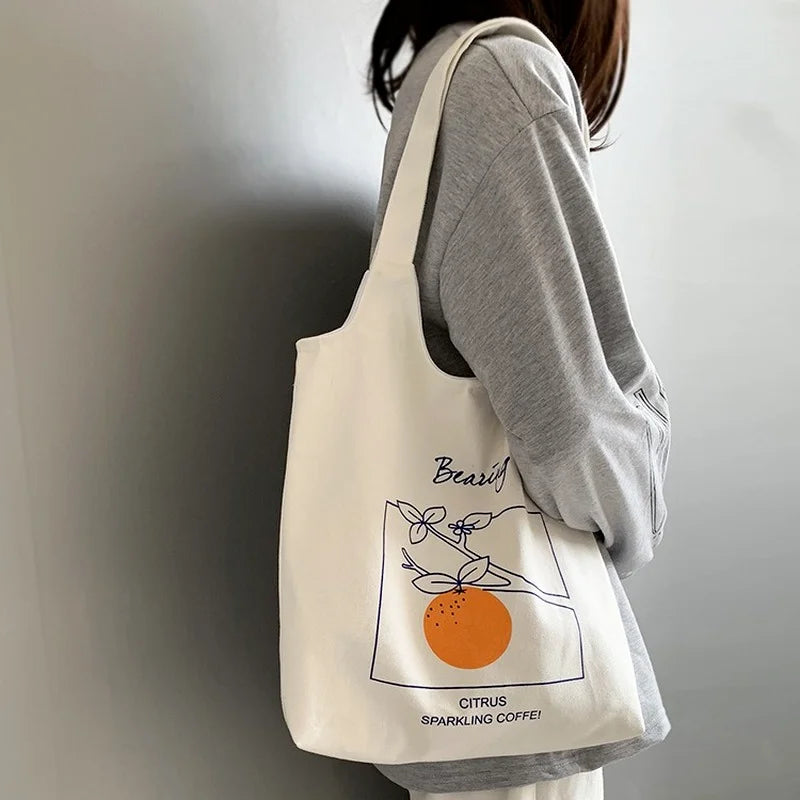 Orange Canvas Bag Artistic Vest Type Ins Portable Shoulder Bag