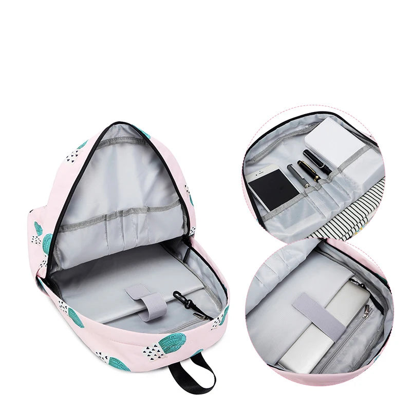 Printed Nylon Kids School Backpack - Large Capacity
