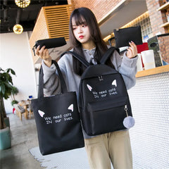Kids School Backpacks Girls Canvas Shoulder Bags Set