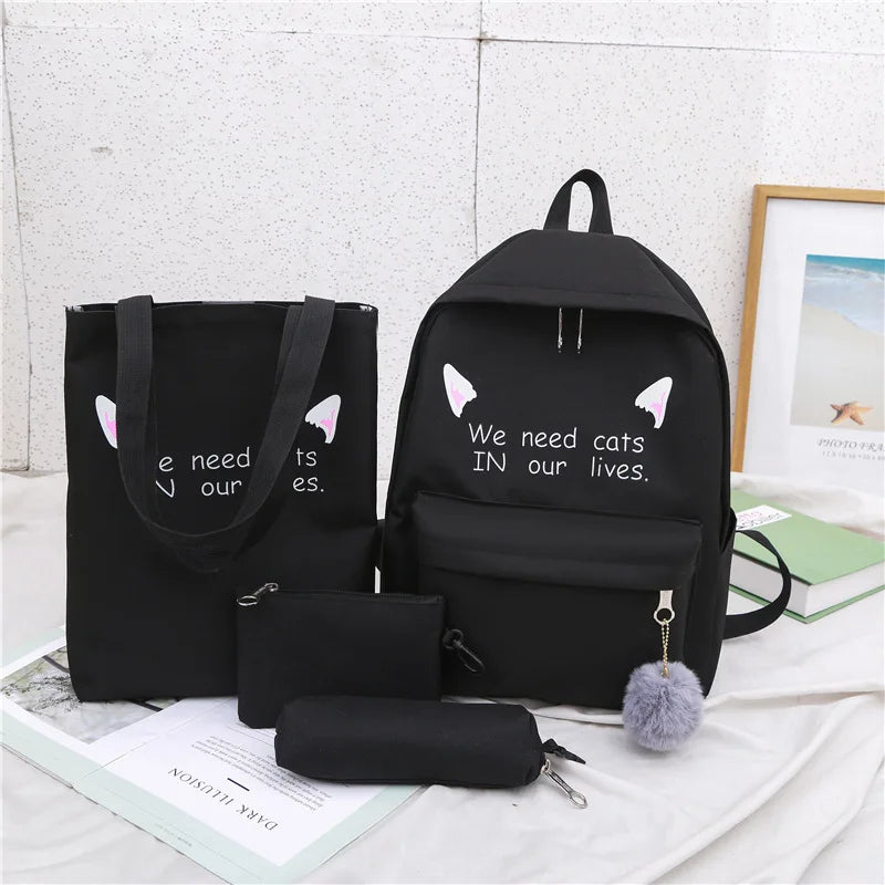 Girls School Backpack Kids 3pcs/set Letters Printing Women Bags
