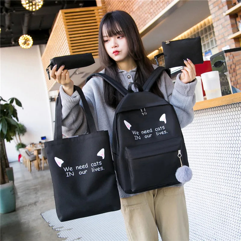 Girls School Backpack Kids 3pcs/set Letters Printing Women Bags