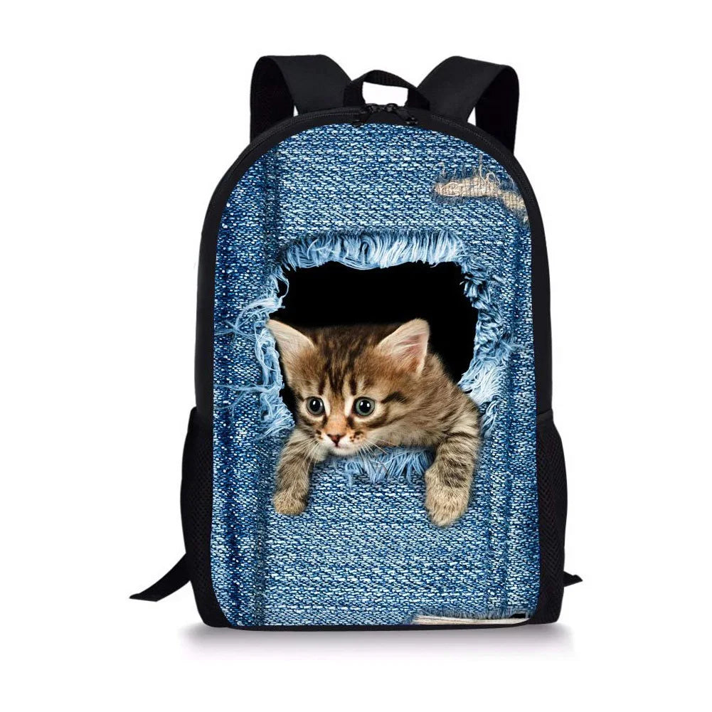 Kids Cartoon Backpack for Boys Girls Children Cats Kindergarten School Bag