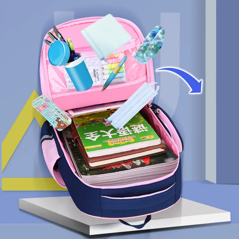 Girls Orthopedic Backpack Princess School Bag Bow Schoolbag Kids Satchel Mochila