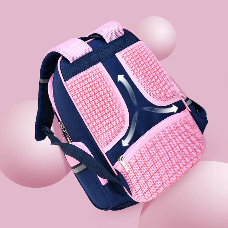 Girls Orthopedic Backpack Princess School Bag Bow Schoolbag Kids Satchel Mochila