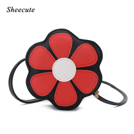 Girls Cylinder Crossbody Bag Soft Leather Flower Kids Messenger Bag