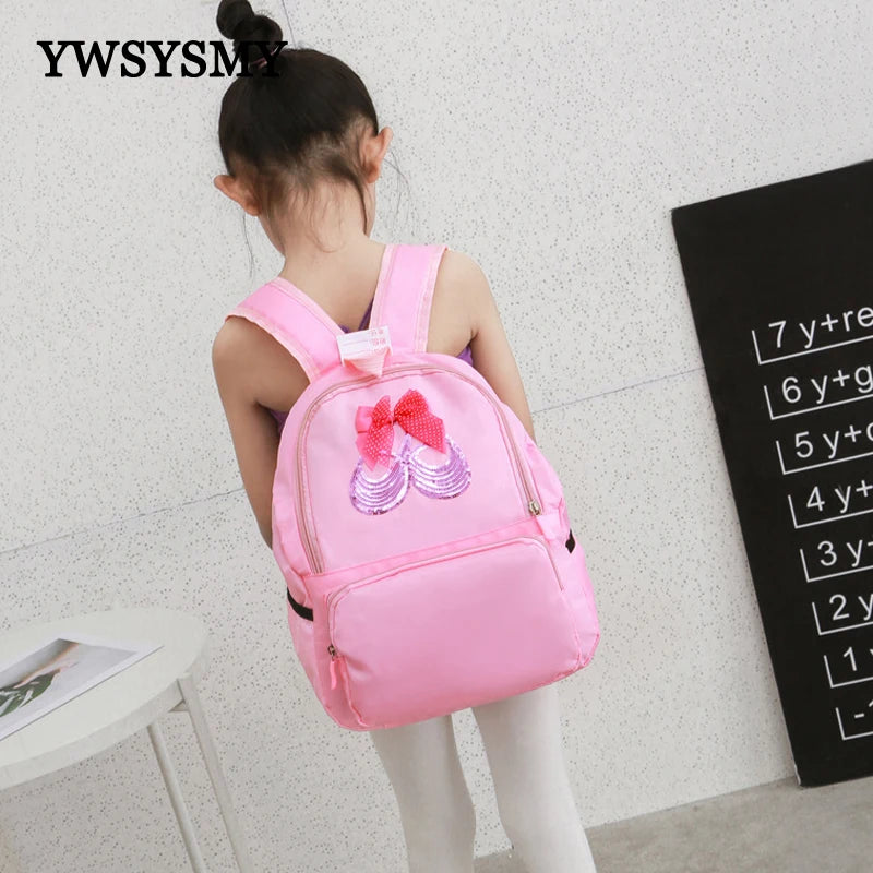 Girls Sequin Bow Latin Ballet Dance Bag School Backpack