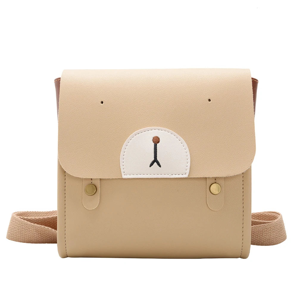 Cartoon Bear Printed Kids Backpack PU Leather School Bag