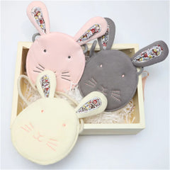 Kids Coin Purse Bag Hobos Mini Small Cotton Fabric Cartoon Rabbit Solid