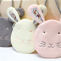 Kids Coin Purse Bag Hobos Mini Small Cotton Fabric Cartoon Rabbit Solid