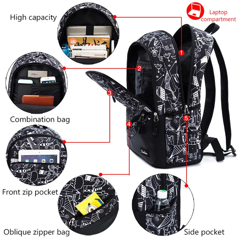 Children Printing School Backpack Large-Capacity Orthopedic Schoolbag