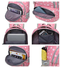 Cartoon Bear Paw Print Waterproof School Backpack for Girls