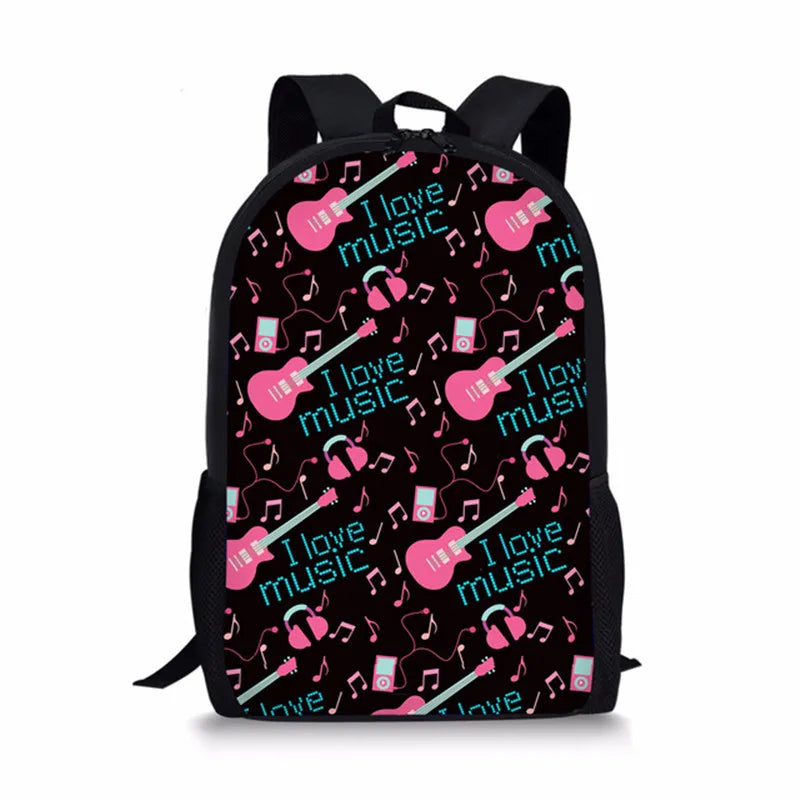 Children School Bags Guitar 3D Print Kids Backpacks for Teenagers Girls Boys