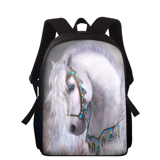Children School Bags Boys Girls Horse Print Backpacks Schoolbag
