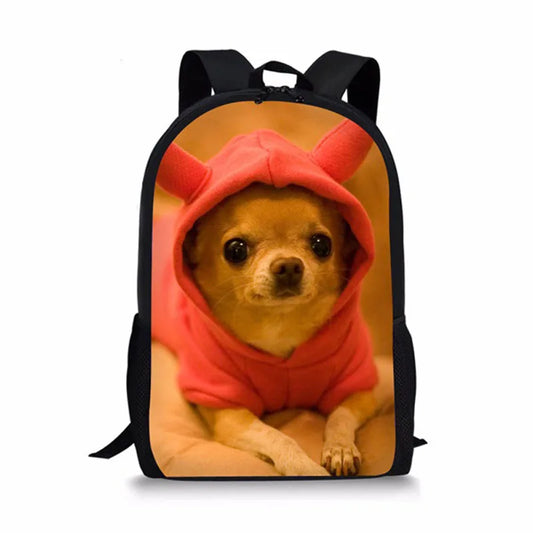 Chihuahua Pattern Kids Backpack Student Book Bags Travel Backpacks