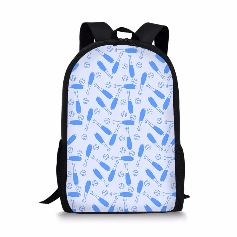 Girls Baseball Bat Prints Backpack Kids Kindergarten Schoolbag