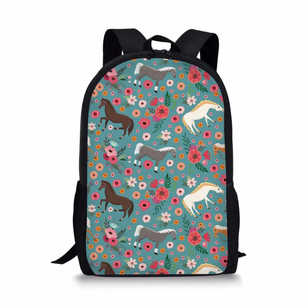 Children School Bags Girls with Cartoon Quarter Horse Animals Kids Backpack