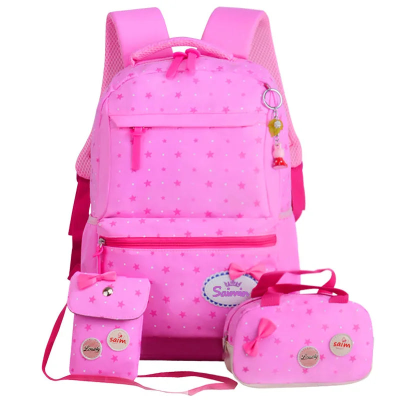 Girls Printing Rucksack Backpacks 3pcs Set Mochila Kids Travel Shoulder Bag