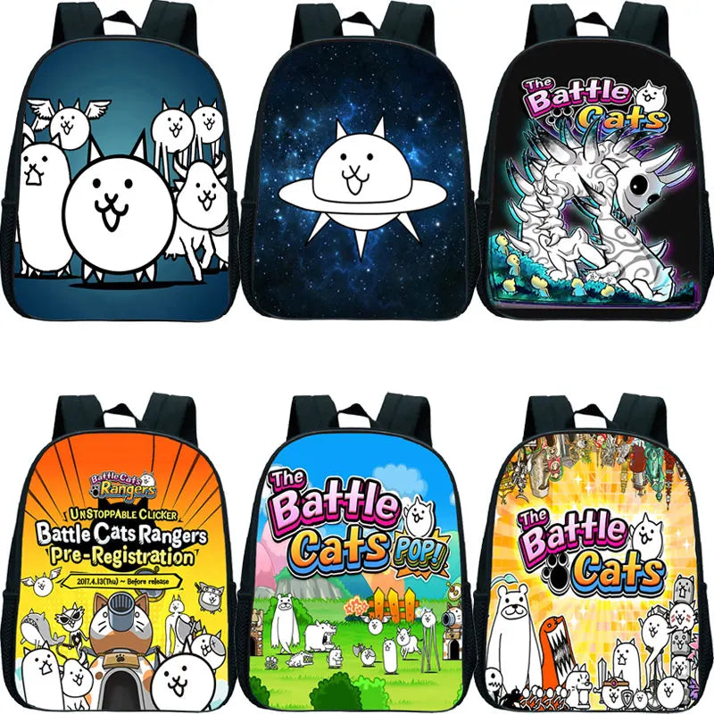 Children Battle Cats Backpack Kindergarten School Bag
