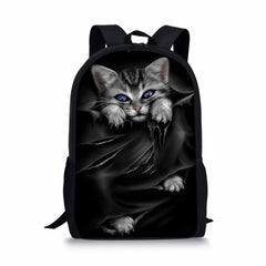 Kids Backpack Gothic Cats Prints School Bag