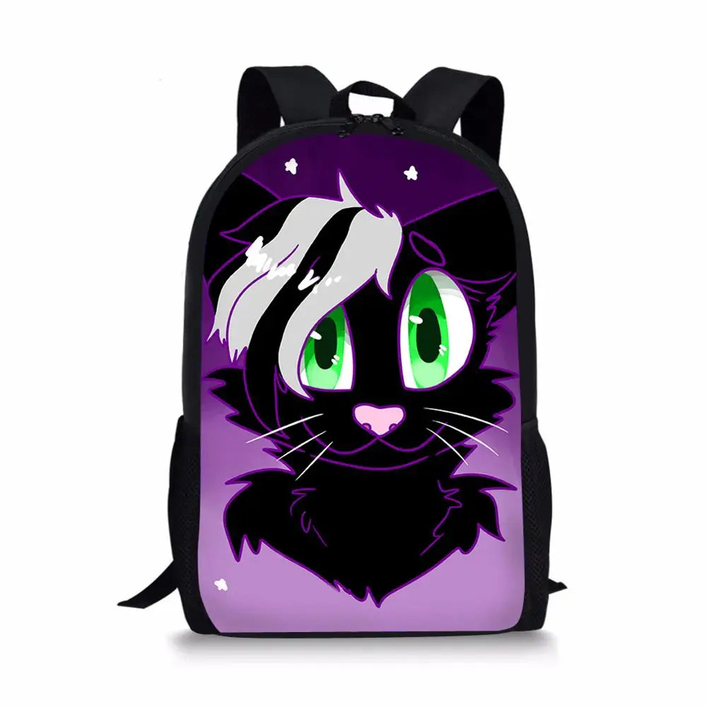 Kids Backpack Gothic Cats Prints School Bag
