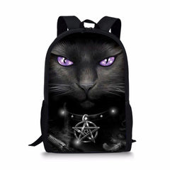 Kids Backpack Gothic Cats Prints School Bag