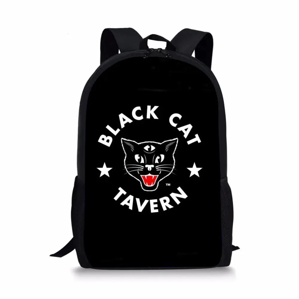 Kids Backpack Gothic Cats Prints School Bag