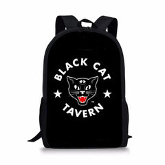 Kids Backpack Gothic Cats Prints School Bag