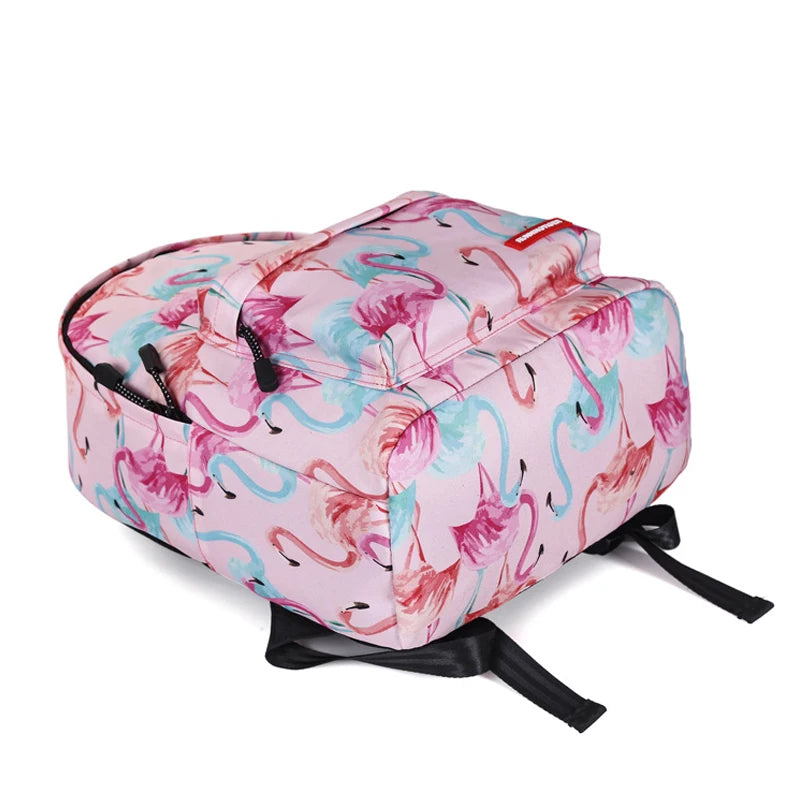 Pink Flamingo Printed Backpack for Girls