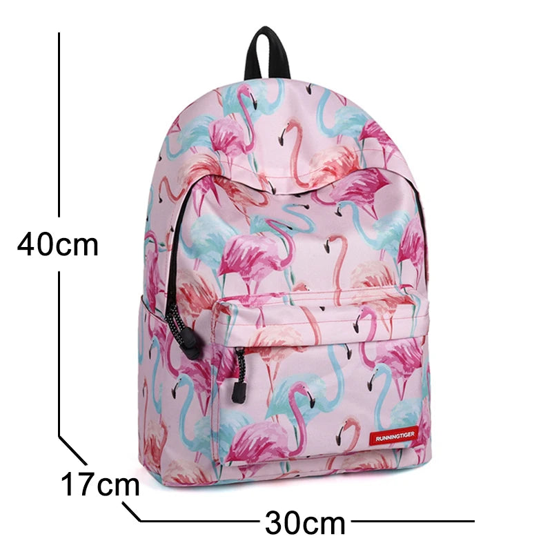 Pink Flamingo Printed Backpack for Girls