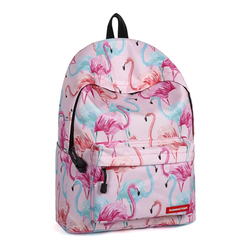 Pink Flamingo Printed Backpack for Girls