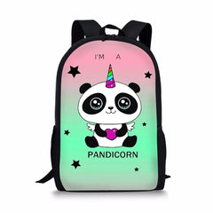 Kids Backpack Panda Unicorn Pattern School Bag Teenagers Book-Bag