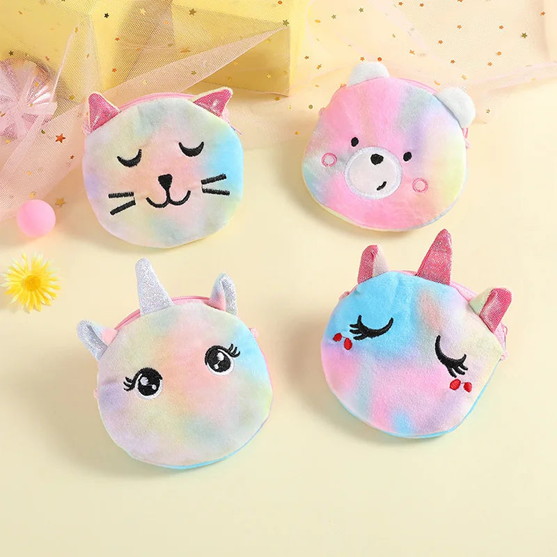 Child Colorblock Rainbow Mini Plush Bag Animal Shoulder Purse