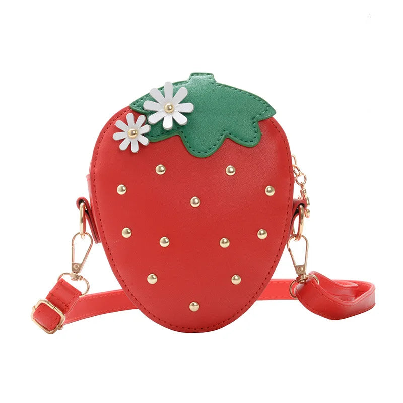 Kids Strawberry Rivet Crossbody Bag Coin Purse Wallet Handbags