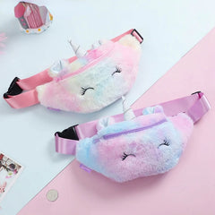 Kids Unicorn Plush Fanny Pack Belt Bag Coin Purse Girls Waist Travel Chest Bag