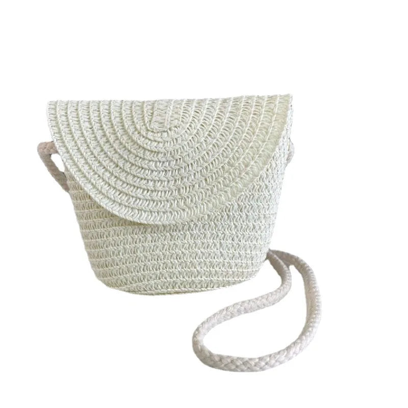 Kids Straw One Shoulder Bag Retro Crossbody Zero Wallet Travel Bag