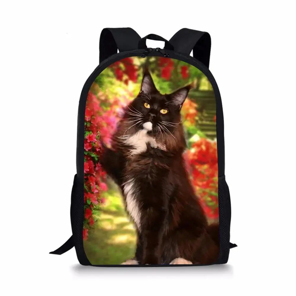 Kids Cats Pattern School Backpack Student Book-bags