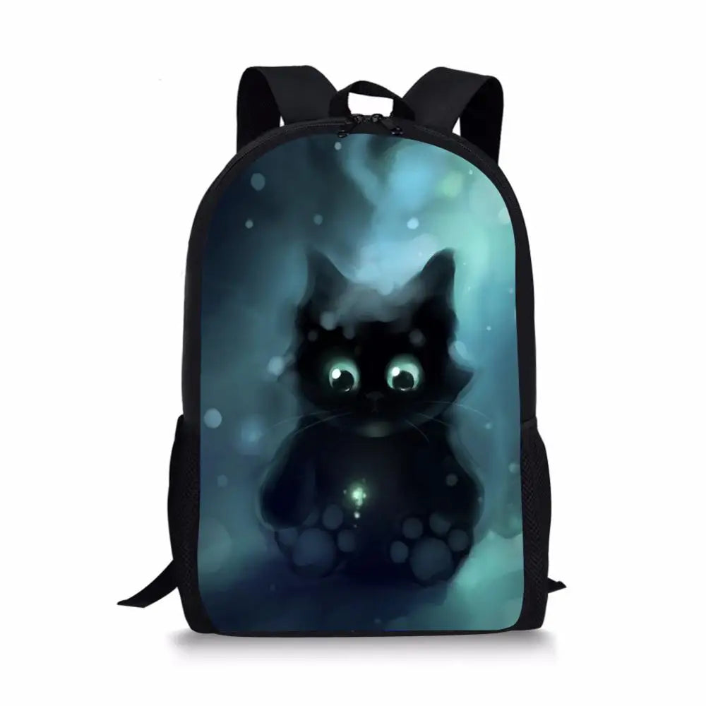 Kids School Backpack Fantasy Cats Pattern Small Animal Painting Travel Bag