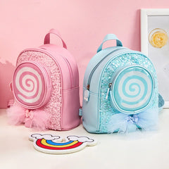 LED Light 3D Candy Jelly Leather Backpack Kids Bag