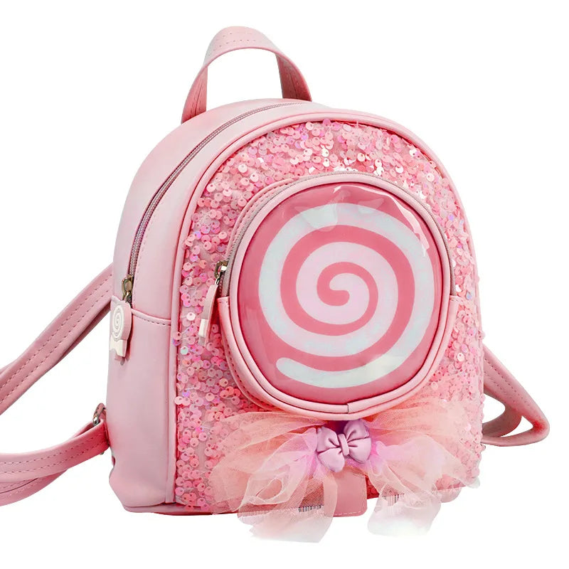 LED Light 3D Candy Jelly Leather Backpack Kids Bag