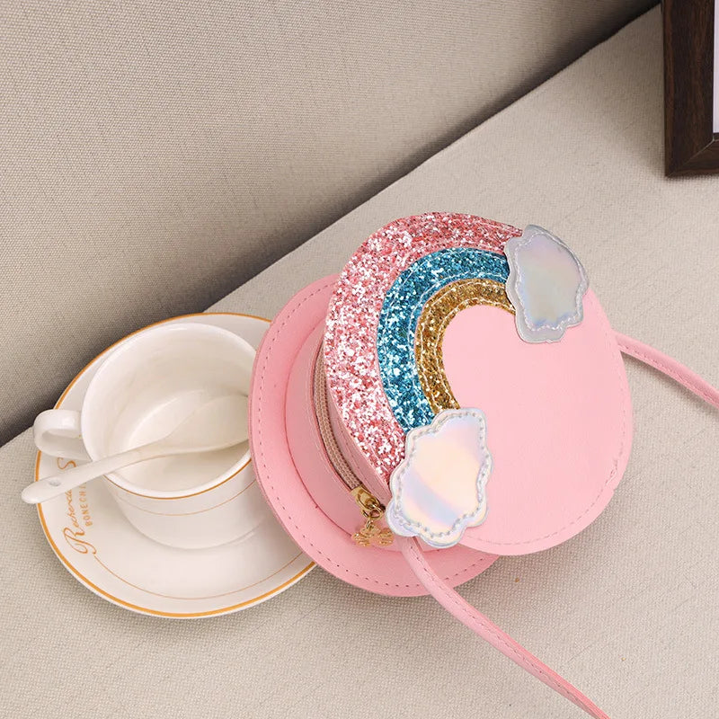 Kids Rainbow Coin Purse Mini Messenger Bag Clutch Bag