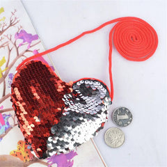 Sequins Lanyard Bag for Kids Coin Purse Diagonal Wild Pattern