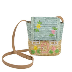 Kids Straw Woven Bag Small House Rattan Handbag Backpack