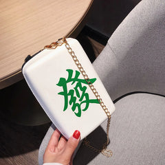 Mahjong Printing Shoulder Bags Women Crossbody Bag Chains National Wild