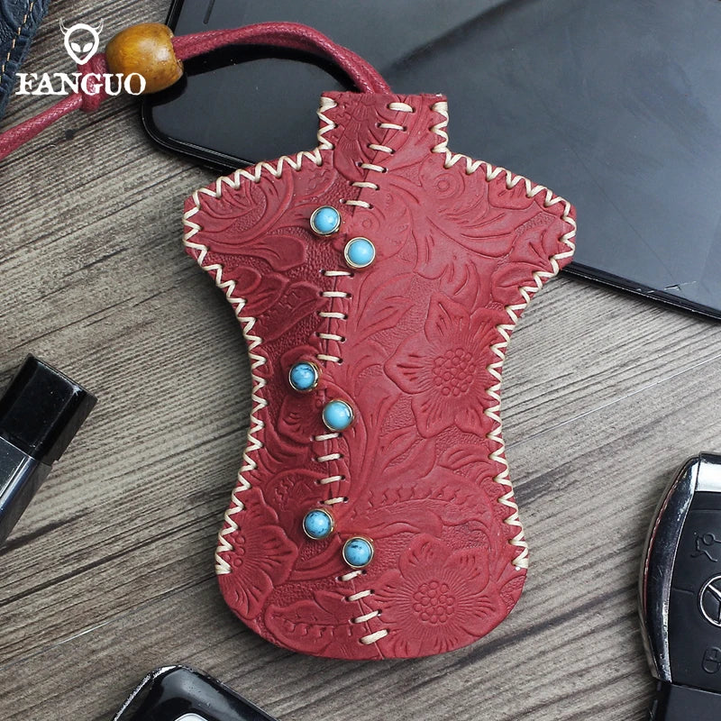 Leather Car Key Wallet Holder Soft Bag Key Case For Men