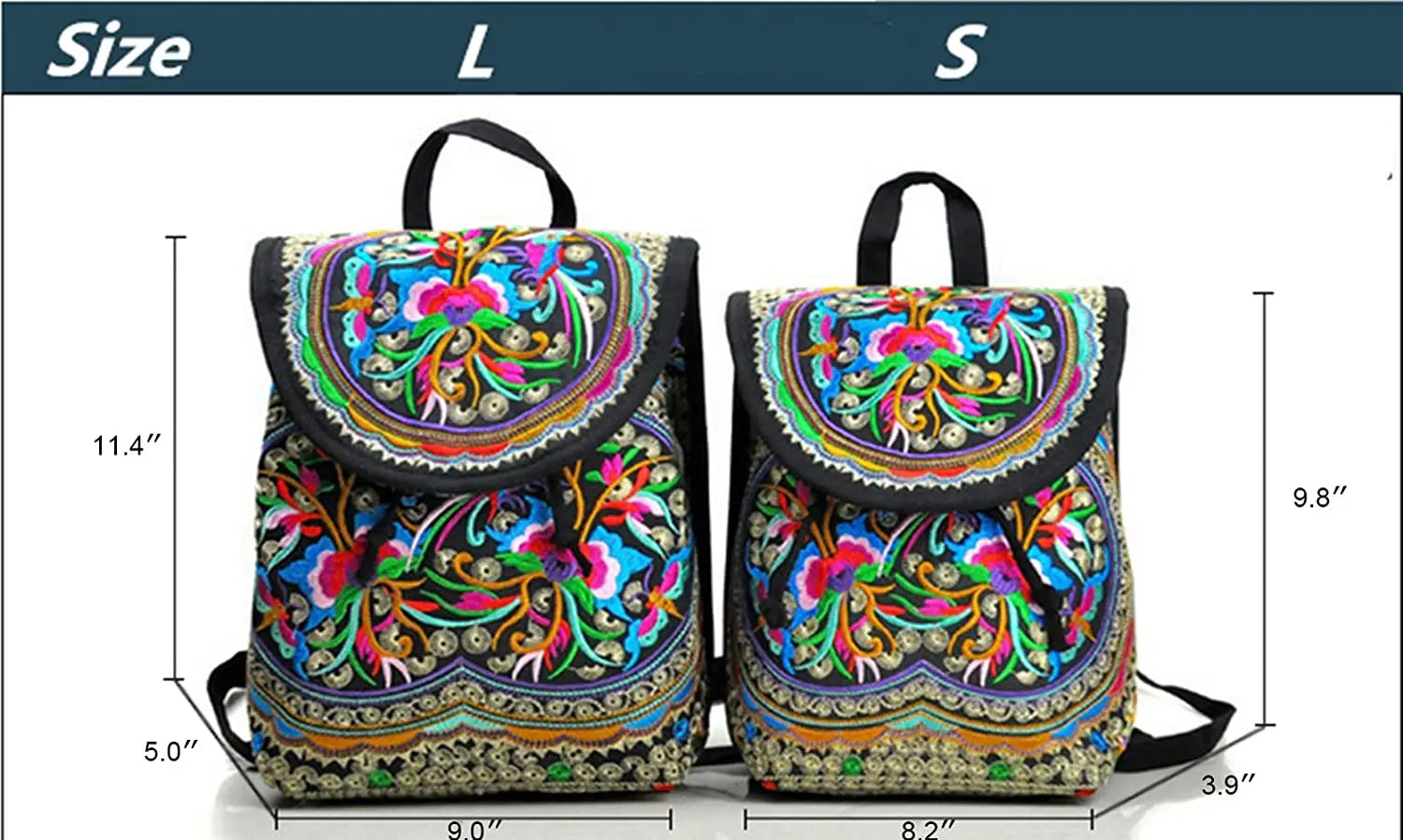 Chinese Vintage Embroidered Women Backpack Ethnic Travel Handbag
