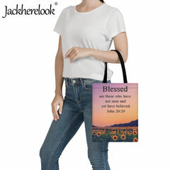 Christian Bible Verse Women's Handbags Reusable Foldable Canvas Bag