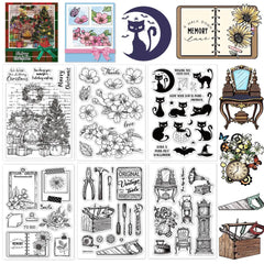 Christmas Fireplace Clear Stamp Garland Retro Wall Silicone Stamps