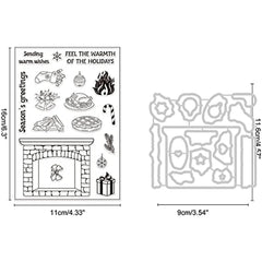 Christmas Fireplace Dies & Stamps Set w/ Socks Bells