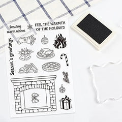 Christmas Fireplace Dies & Stamps Set w/ Socks Bells